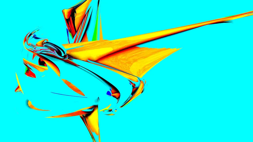 Cody’s 3D art: a chrome shard on cyan