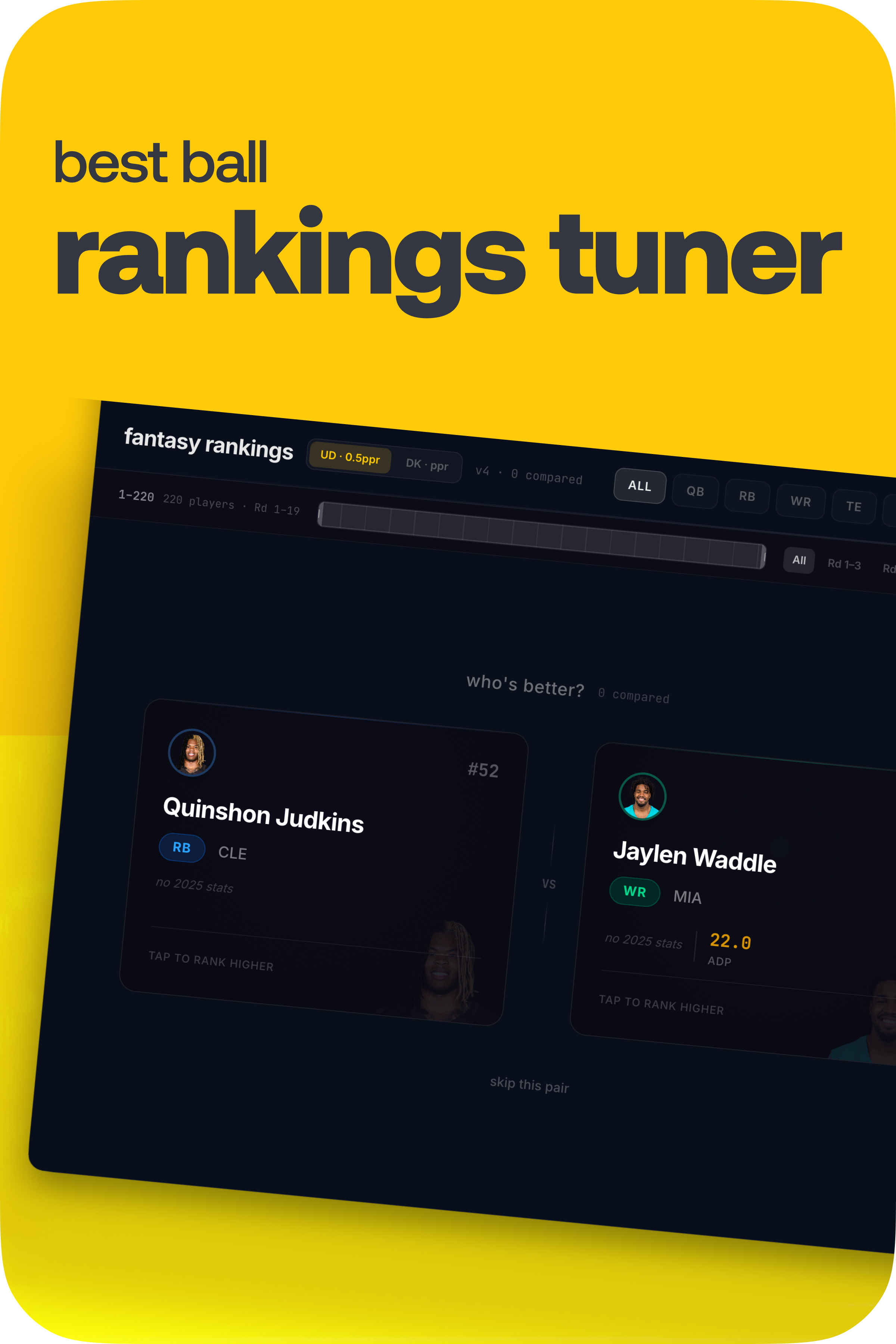 Best Ball Rankings Tuner